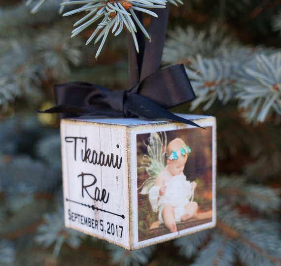 rustic baby's first christmas ornament