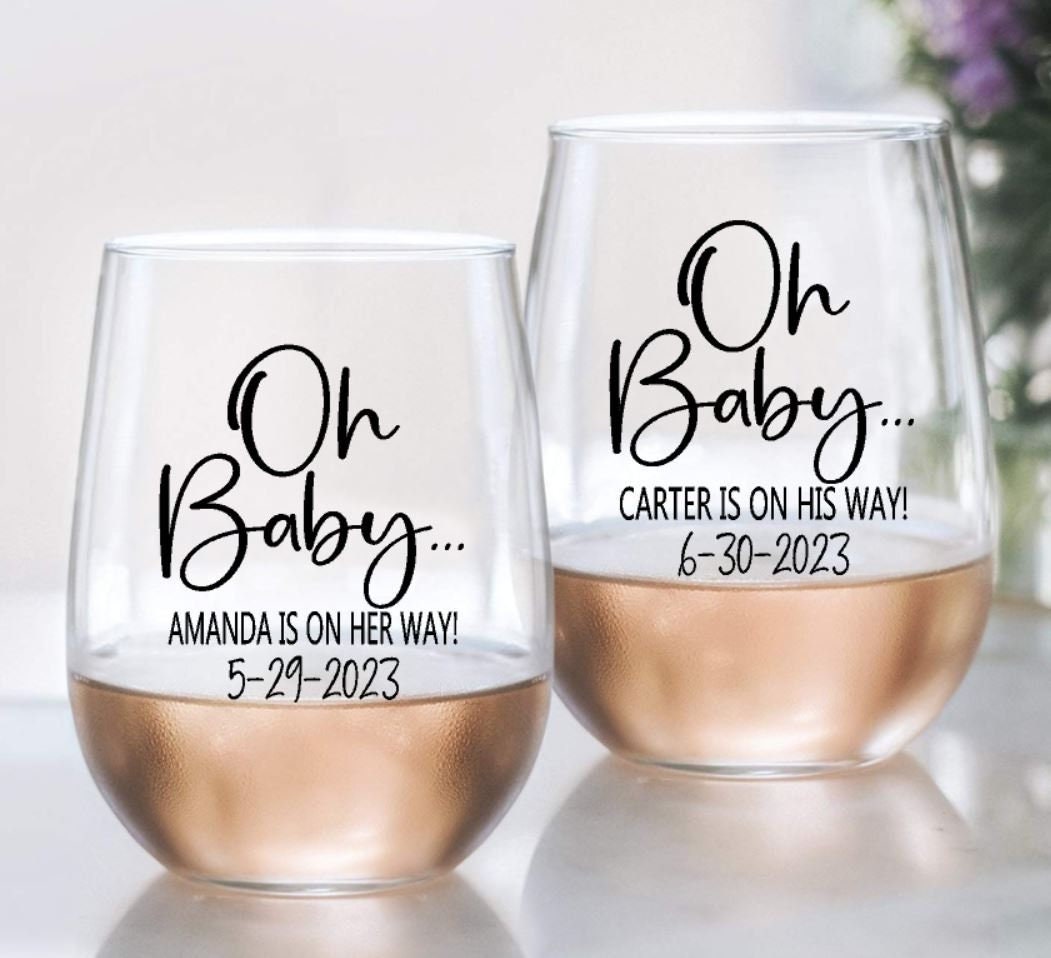 Set Of 12 Personalized 9Oz Cute Baby Giraffe Design Stemless Wine