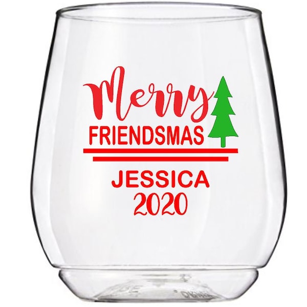 Personalized Friendsmas Christmas Wine Glass Decals, Merry Friendsmas Custom Tumbler Decals, Glasses NOT Included