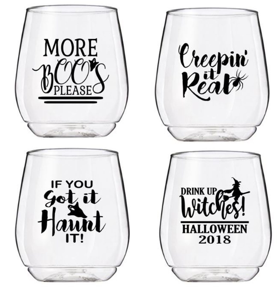 Halloween Wine Glass Decal Party Pack, Halloween Wine Glass Decal