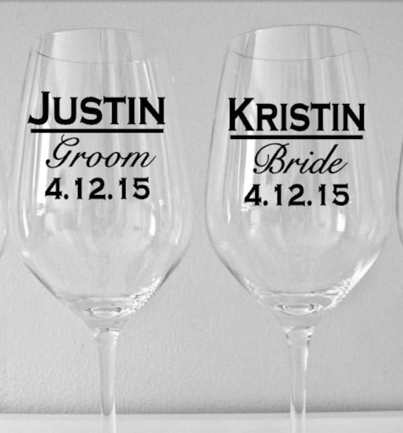 SINGLE DIY Personalized Bridal Party Wine Glass Decals Etsy