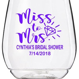 Bridal Shower Party Wine Glass Decals, Miss to Mrs Wedding Wine Glass Decals, Personalized Bridal Shower Decals, GLASSES NOT INCLUDED
