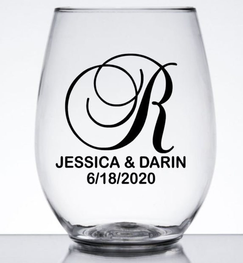 Personalized Monogram Wedding Wine Glass Decals Custom Etsy
