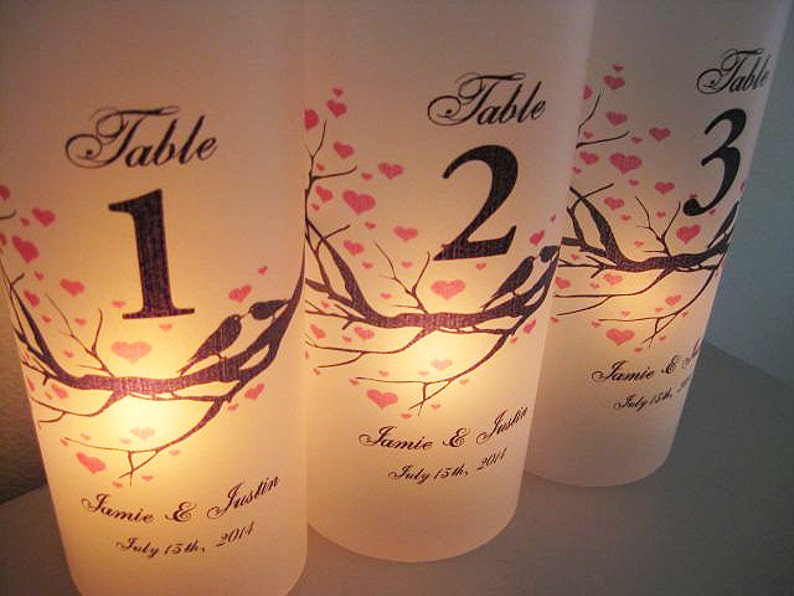 Wedding Luminaries Heart Branch Personalized Wedding Table Etsy