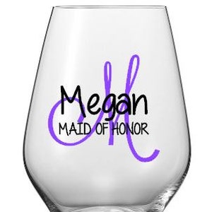 Wedding Party Wine Glass Decals, Monogram Wine Glass Stickers, Personalized Bridal Party Wine Glasses, DIY, Glasses NOT Included