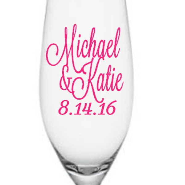 Bride and Groom Champagne Flute Decals, Custom Wedding Champagne Flute Decals,Glass NOT Included