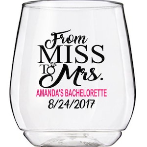 Bachelorette Party Wine Glass Decals, From Miss to Mrs Wedding Wine Glass Decals, Personalized Bachelorette Decals, GLASSES NOT INCLUDED
