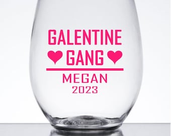 Galentine Gang Wine Glass Decals, Novelty Valentines Day Decal, Friends Valentine's day Wine Glass Decal, Glasses NOT Included