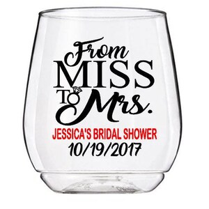 Bridal Shower Wine Glass Decals, From Miss to Mrs Wedding Wine Glass Decals, Personalized Bridal Shower Decals, GLASSES NOT INCLUDED
