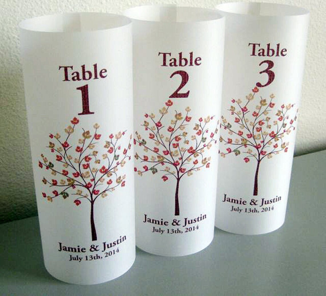 Wedding Table Number Luminaries Custom Wedding - Etsy
