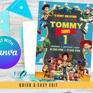 Toy Story Digital Invitation, Toy Story Birthday Party, Kids Boys Girls Editable Digital Invitation Instant Download Toy Story 3 4 Party