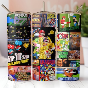 Emballage de gobelet de 20 oz pour jeu vidéo Emballage de gobelet rétro pour garçon de 20 oz pour gobelet skinny de 20 oz PNG Sublimation Design Wrap en téléchargement numérique Conception de jeu vidéo