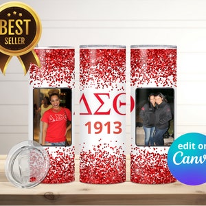 Delta Sigma Theta Sorority Tumbler Wrap - Personalized Photo Sublimation Design PNG SVG - Custom DST Sorority Gift- Digital Download