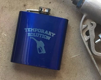 Flask Blue Stainless Steel Hip Flask 6 oz Laser Engraved Liquor Alcohol Whisky