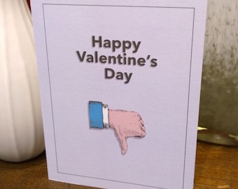 Unlike valentine for a single friend - Anti Valentines Day Card - funny thumbs down Valentine's Day