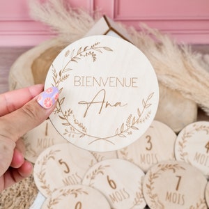 Lot cartes étapes bois feuillage - fleurs personnalisée prenom naissance