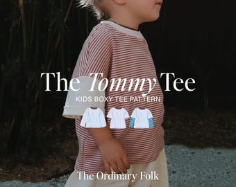 Tommy Tee Sewing Pattern: Beginner Friendly Baby Kids and Teens Oversized Boxy T-shirt (Digital Download)