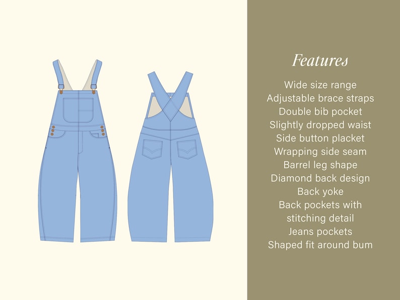 Bobbie Overalls Sewing Pattern: Women's Dungarees Pattern (digital ...