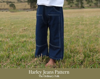 Harley Jeans Sewing Pattern: Kids Double Knee Pants Gender Neutral (PDF Digital Download)