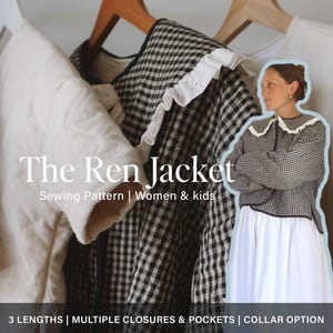 Quilted jacket sewing pattern oversized jacket for women and kids outerwear Peter Pan collar coat beginner friendly digital PDF projector