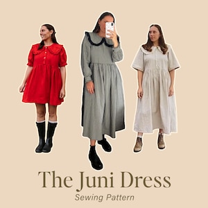 Patron de couture de robe à col claudine | Style Prairie Cottagecore (PDF numérique)
