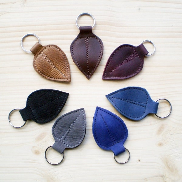 Handmade leather Key Fob, Key ring, various colours, FAIRY LEAF by Fairysteps