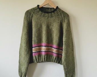 Finch Jumper – Hand-Knit Wool | Oversized Relaxed Fit, Woodland Style - No.5246