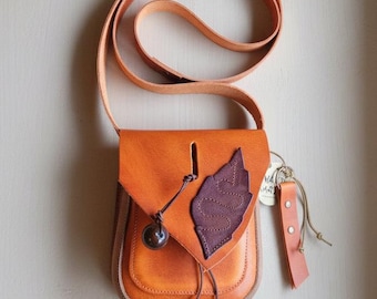 Cross body bag - Messenger – Handmade Leather – Cottagecore Forest Style - Owlsfoot - 5080
