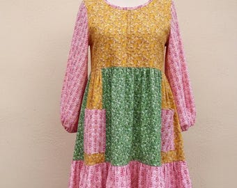 Orchard Dress – Patchwork Floral Cotton | OOAK Oversized with Pockets - No.4995