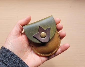 Coin purse - Cottagecore Leather – Woodland Accessory - Handmade Pouch - Dust No.5240