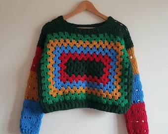 Tilda Jumper – Hand-Crochet Wool | Vegan friendly, Relaxed Fit, Cottagecore Style - No.5048