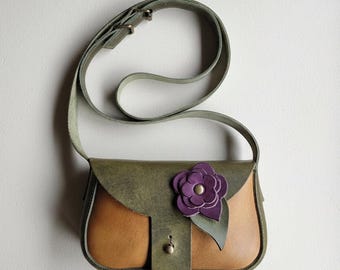 Natter Ragglebloom – Leather Crossbody Bag | Small Size, Cottagecore Style - No.5233