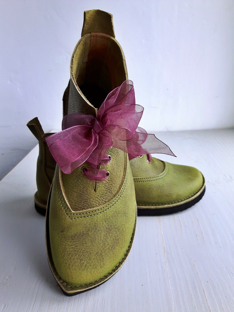 olive zesty green antiqued UK 3 WISH Boot #3799 leather boots pointy toe ultimate barefoot comfort