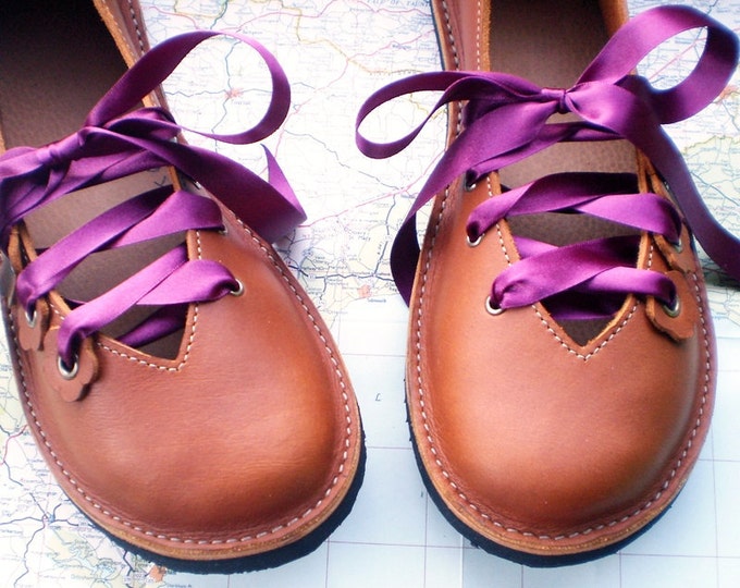 UK 5, Handmade Leather Fairytale Shoes, D Fitting, Toffee, QUINCE by