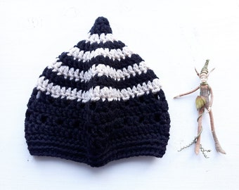 INKCAP Crochet Gnome Hat, Black, Parchment SALE