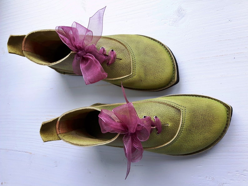 olive zesty green antiqued UK 3 WISH Boot #3799 leather boots pointy toe ultimate barefoot comfort