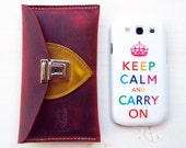 SWIPE in Plum Elephant, Mustard, Handmade leather smart phone case by Fairysteps