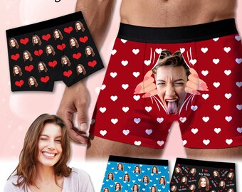 Personalized Face Boxers,Valentines Day Gift for him,custom underwear men,Photo Anniversary