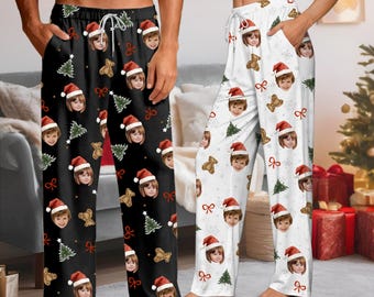 Custom Family Christmas Pants, Personalized Pet Pajama Pjs, Fun Birthday /Unisex Pants&Photo Sleepwear
