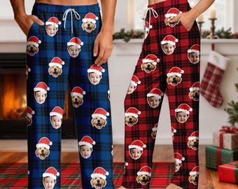 Personalised Christmas Pajamas Pants :Custom Face/Pet Photo Pajamas,Xmas gift