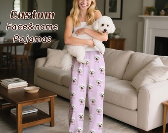 Custom Pet Portrait Pajama Pants: Personalized Photo Gift for Pet Lovers /Holiday gifts