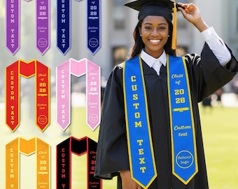Custom Graduation Stole Sash, Class of 2026 Personalized Text Logo Gradute ,Graduation Gift