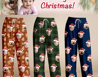 Custom Face Pajama Pants,  Personalized Photo Pajamas, Fun Birthday ,Christmas Gift For Family/Bf