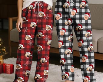 Custom Photo Pajama Pants, Personalized Pet Face Pants, Christmas/Fun Birthday gift