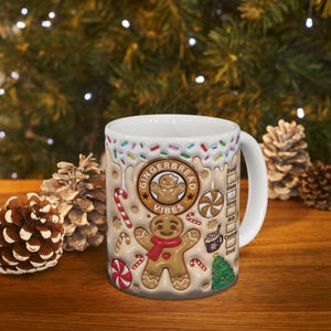 Christmas Gingerbread Mug - Gingerbread Vibes - Holiday Gift - Festive Gingerbread Cookies Mug - Cute Christmas Mug - 11 oz Ceramic Mug