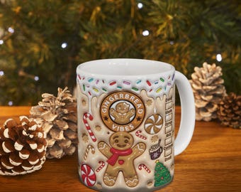 Gingerbread Vibes Christmas Mug – Festive Holiday Ceramic Coffee Cup