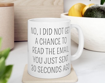 Taza con cita graciosa por correo electrónico: Regalo con humor sarcástico para la oficina