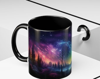 Aurora Borealis Coffee Mug: Night Sky Landscape, Northern Lights Decor