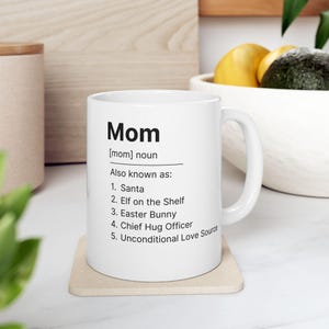Caneca Definição de Mãe - Presente Exclusivo de Aniversário e Dia das Mães - Caneca de Café com Design Dupla Face para Mãe - Citações Inspiradoras de Mãe - Caneca Personalizada para Mãe