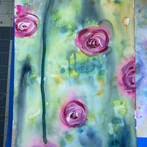 Abstracte aquarelkunst - originele muurkunst BLOEMEN